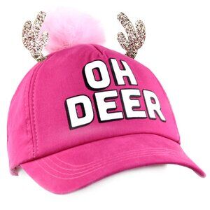 NWT LIMITED TOO Girls "Oh DEER" Christmas Reindeer Cap with Pom-Pom and antlers